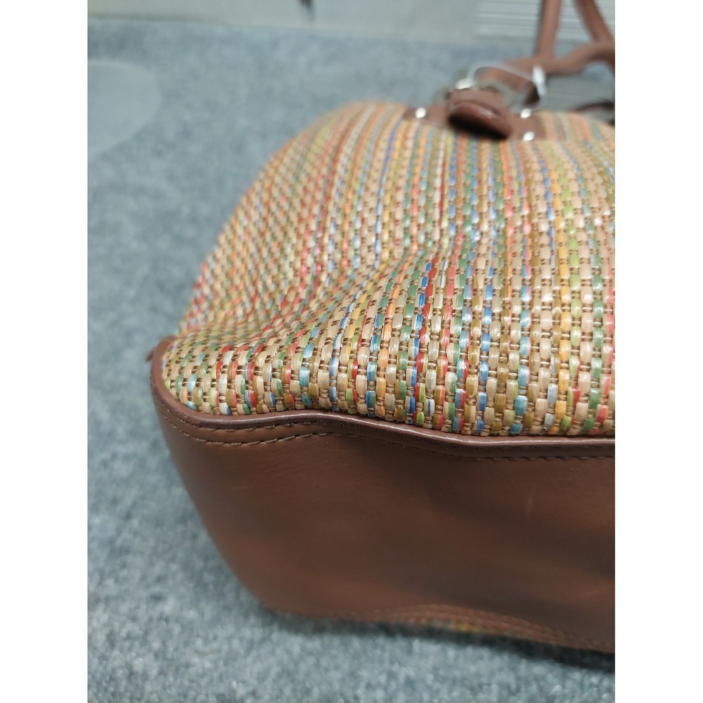 Croft & Barrow Women Shoulder Bag Small Brown Stripe Braided Leather Trim Casual - Picture 10 of 16